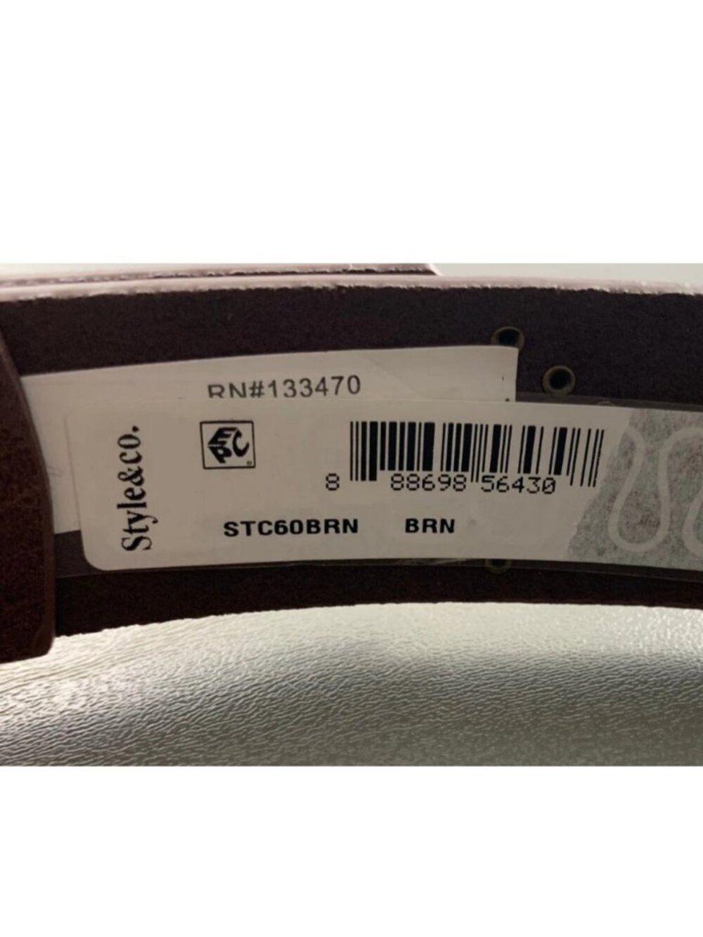 Style & Co. Women's Chevron Stud Faux Leather Pant Belt, Brown, Small - Picture 4 of 5